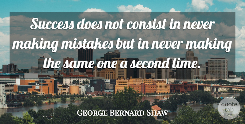 George Bernard Shaw Quote About Inspirational, Success, Time: Success Does Not Consist In...