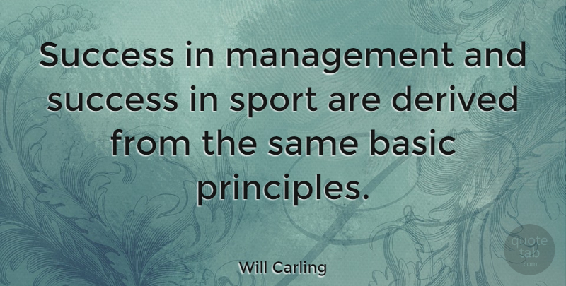 Will Carling Quote About Sports, Principles, Management: Success In Management And Success...