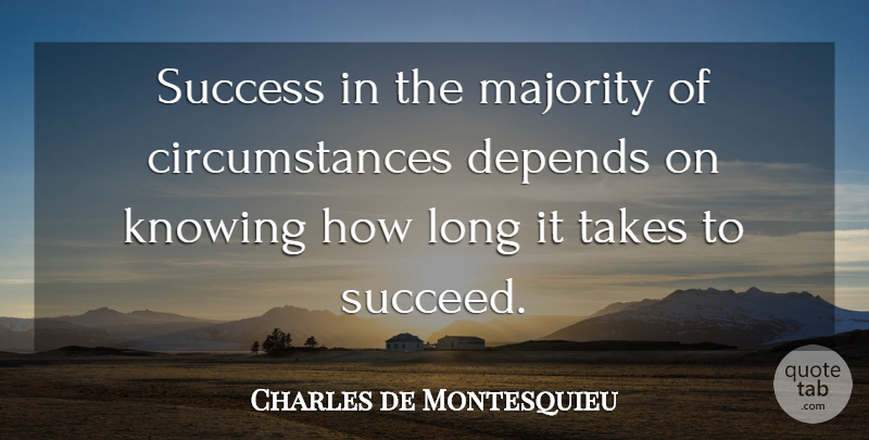 Charles de Montesquieu Quote About Depends, Majority, Success, Takes, Time And Time Management: Success In The Majority Of...