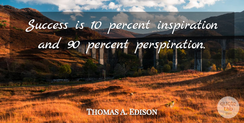 Thomas A. Edison Quote About Percent, Success: Success Is 10 Percent Inspiration...