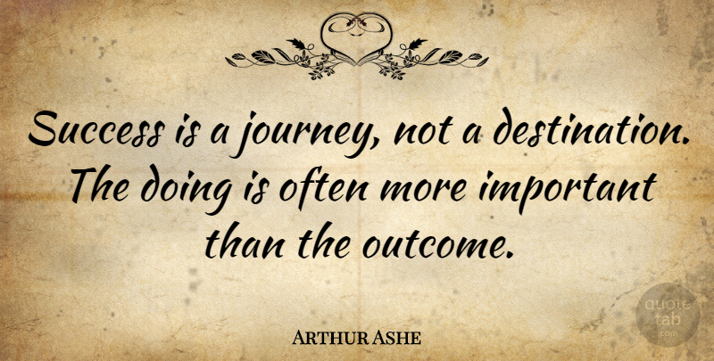 Arthur Ashe Quote About Inspirational, Motivational, Success: Success Is A Journey Not...
