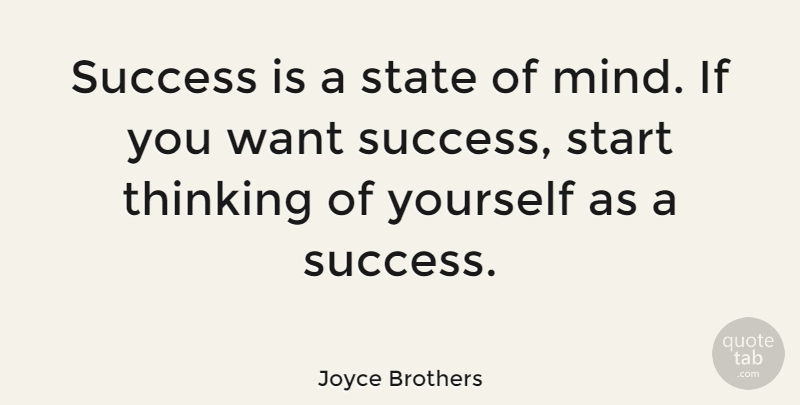 Joyce Brothers Quote About Positive, Success, Determination: Success Is A State Of...