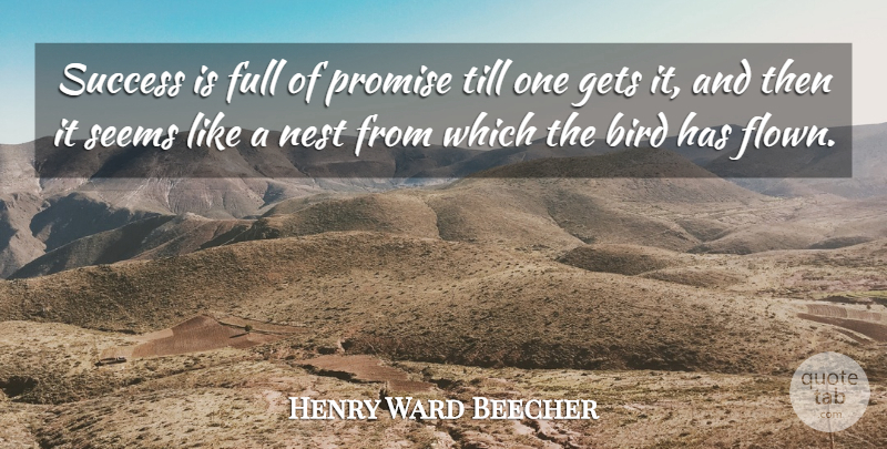 Henry Ward Beecher Quote About Success, War, Bird: Success Is Full Of Promise...