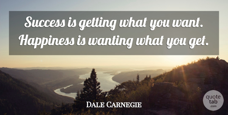 Dale Carnegie Quote About Love, Inspirational, Funny: Success Is Getting What You...