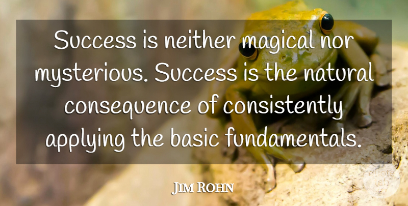 Jim Rohn Quote About Life, Motivational, Success: Success Is Neither Magical Nor...