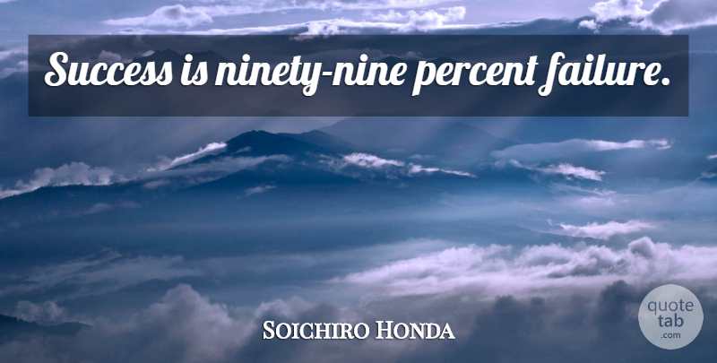 Soichiro Honda Quote About Inspirational, Ninety Nine, Percent: Success Is Ninety Nine Percent...
