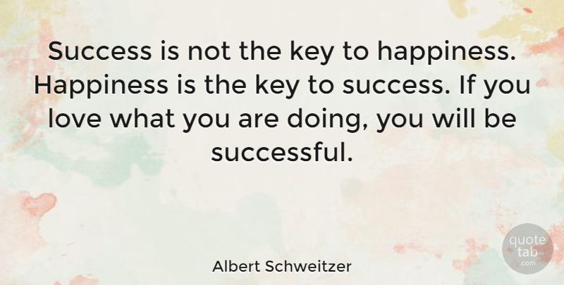 Albert Schweitzer Quote About Love, Inspirational, Motivational: Success Is Not The Key...