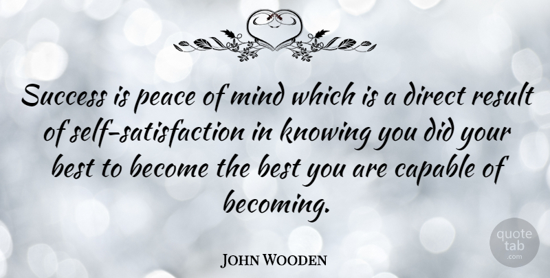 John Wooden Quote About Inspirational, Motivational, Success: Success Is Peace Of Mind...