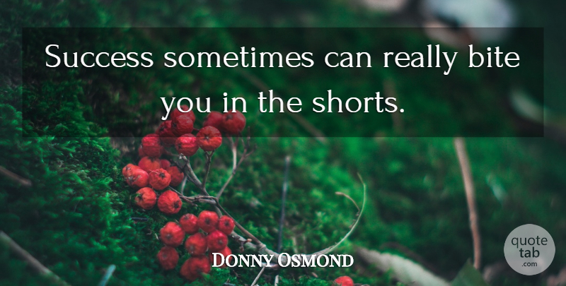Donny Osmond Quote About Sometimes, Shorts, Bites: Success Sometimes Can Really Bite...