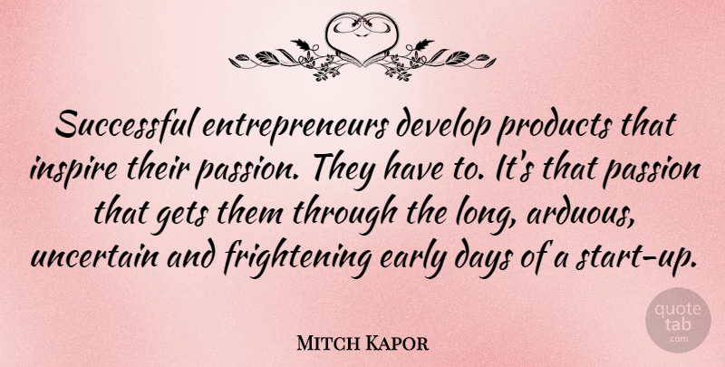 Mitch Kapor Quote About Days, Develop, Early, Gets, Products: Successful Entrepreneurs Develop Products That...