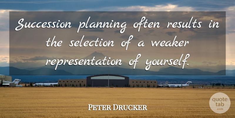 Peter Drucker Quote About Planning, Results, Succession: Succession Planning Often Results In...