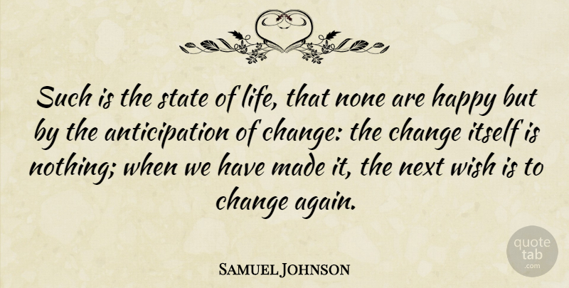 Samuel Johnson Quote About Wish, Next, Anticipation: Such Is The State Of...