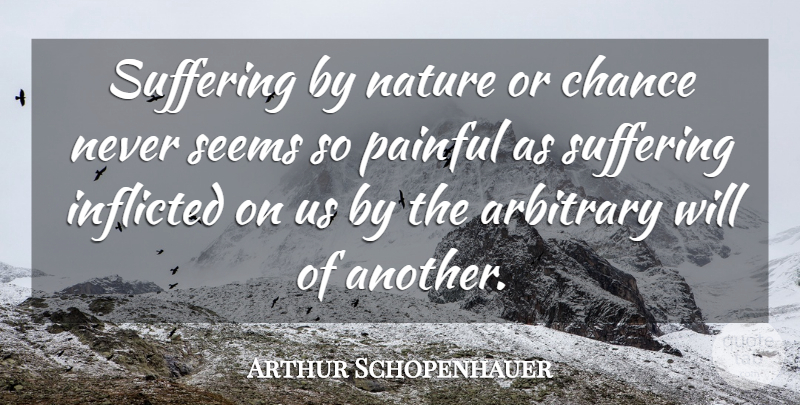 Arthur Schopenhauer Quote About Depression, Pain, World Suffering: Suffering By Nature Or Chance...