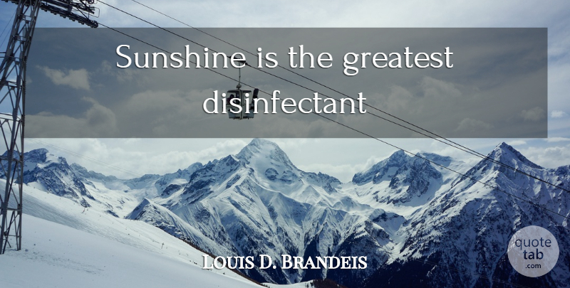 Louis D. Brandeis Quote About Sunshine: Sunshine Is The Greatest Disinfectant...