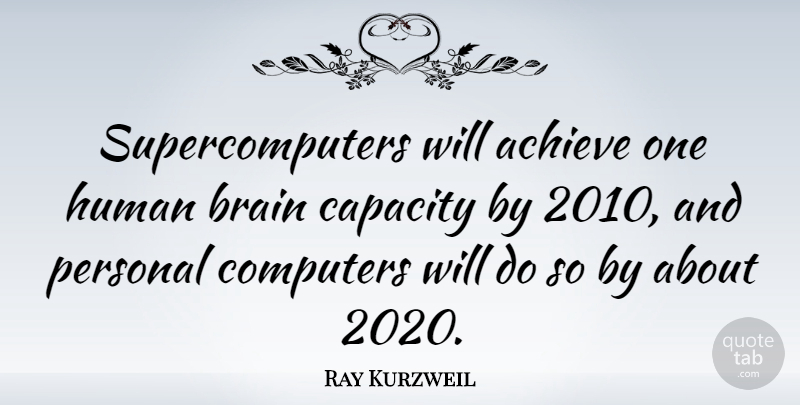 Ray Kurzweil Quote About Brain, Transformation, Computer: Supercomputers Will Achieve One Human...
