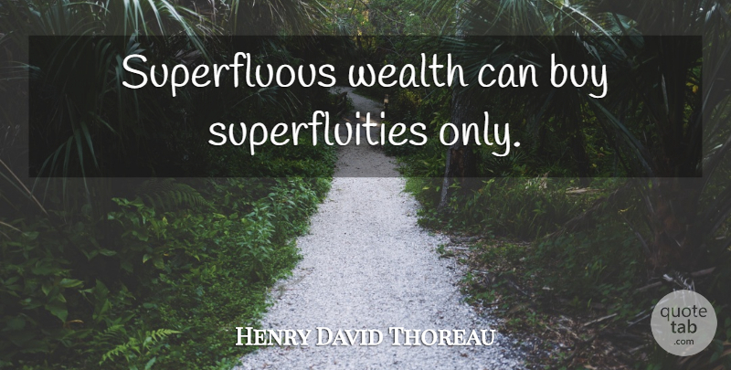 Henry David Thoreau Quote About Wealth, Superfluous: Superfluous Wealth Can Buy Superfluities...