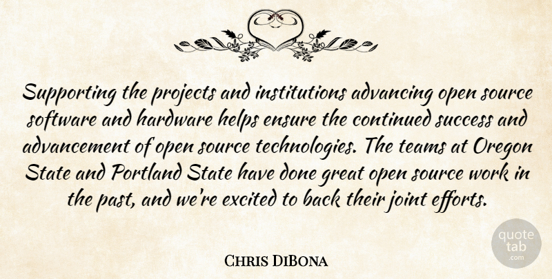 Chris DiBona Quote About Advancing, Continued, Ensure, Excited, Great: Supporting The Projects And Institutions...