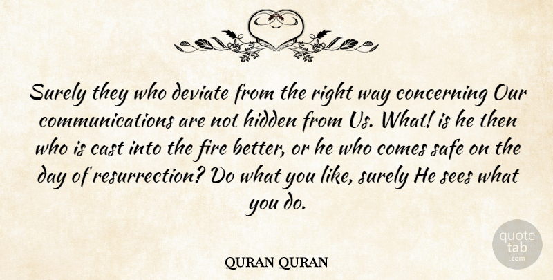 quran quran Quote About Cast, Concerning, Deviate, Fire, Hidden: Surely They Who Deviate From...