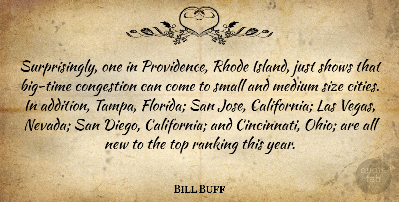 Bill Buff Quote About Medium, San, Shows, Size, Small: Surprisingly One In Providence Rhode...