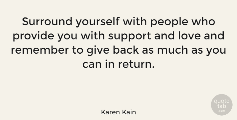 Karen Kain Quote About Support And Love, Giving, People: Surround Yourself With People Who...