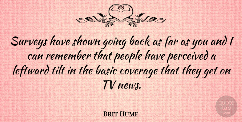 Brit Hume Quote About Tv News, People, Tilt: Surveys Have Shown Going Back...