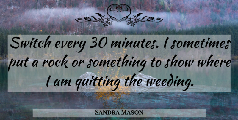Sandra Mason Quote About Quitting, Rock, Switch: Switch Every 30 Minutes I...