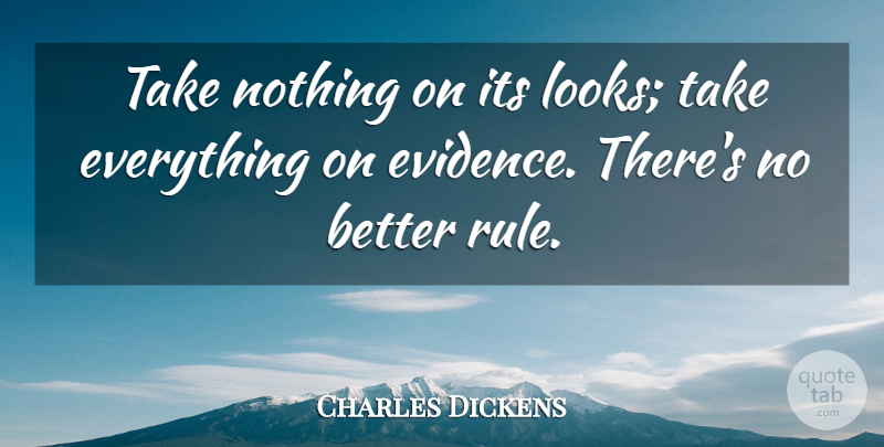 Charles Dickens Quote About Wisdom, Expectations, Looks: Take Nothing On Its Looks...