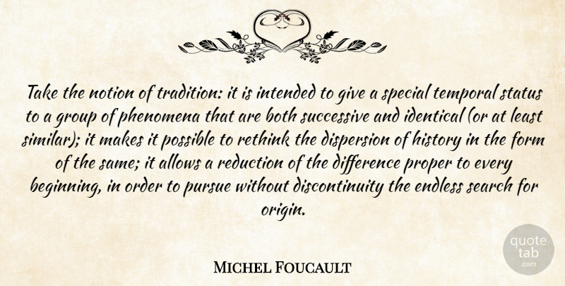 Michel Foucault Quote About Order, Differences, Giving: Take The Notion Of Tradition...