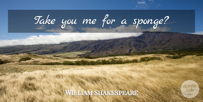 William Shakespeare Quote About Sassy, Sponges: Take You Me For A...