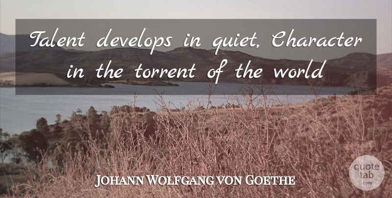 Johann Wolfgang von Goethe Quote About Character, Develops, Talent, Torrent: Talent Develops In Quiet Character...