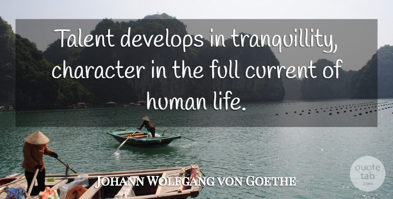 Johann Wolfgang von Goethe Quote About Character, Current, Develops, Full, Human: Talent Develops In Tranquillity Character...