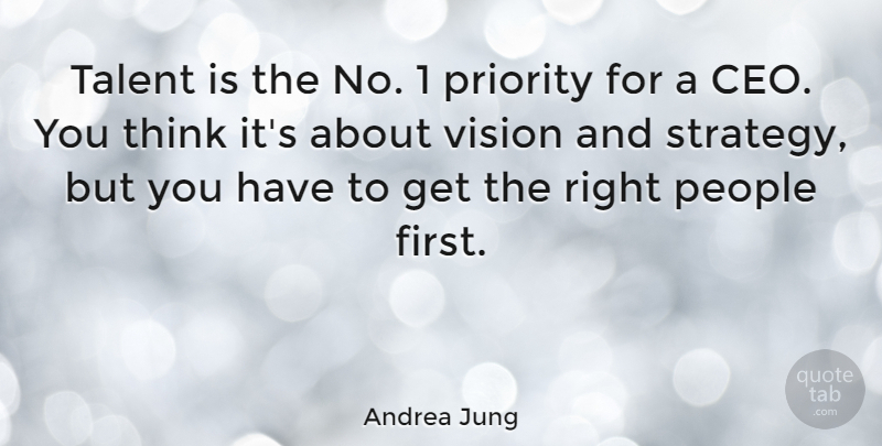 Andrea Jung Quote About Thinking, People, Priorities: Talent Is The No 1...