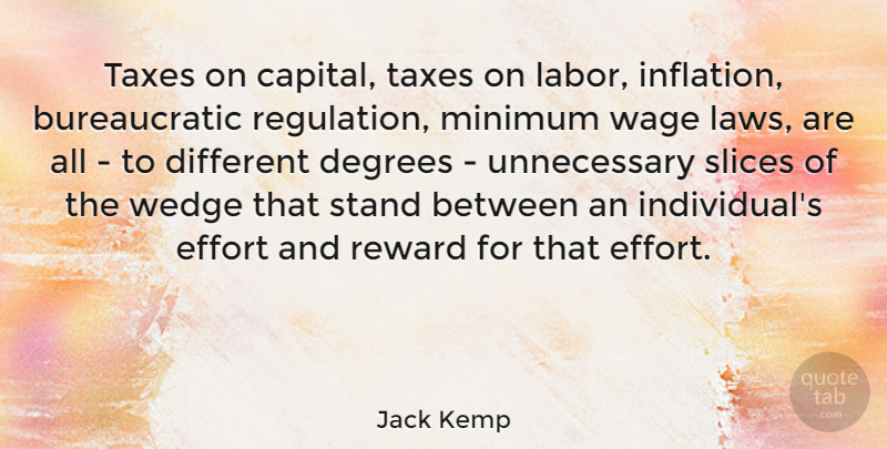 Jack Kemp Quote About Law, Effort, Different: Taxes On Capital Taxes On...