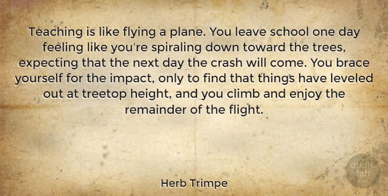 Herb Trimpe Quote About Crash, Enjoy, Expecting, Feeling, Flying: Teaching Is Like Flying A...