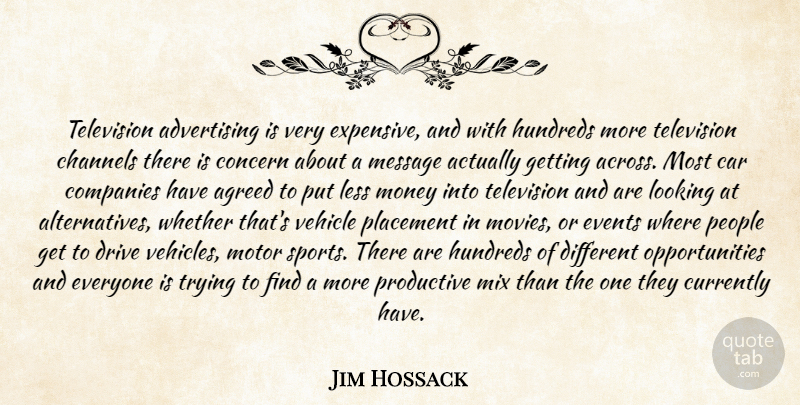 Jim Hossack Quote About Advertising, Agreed, Car, Channels, Companies: Television Advertising Is Very Expensive...