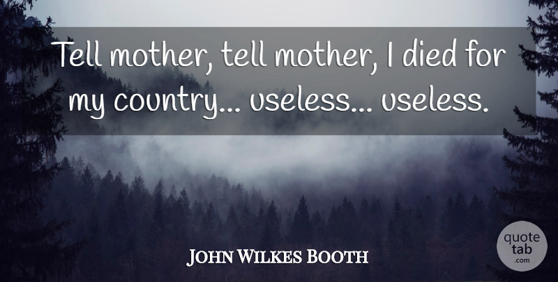 John Wilkes Booth Quote About undefined: Tell Mother Tell Mother I...