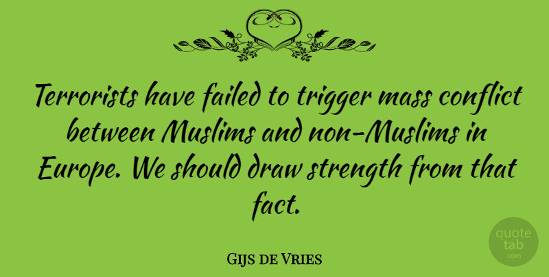 Gijs de Vries Quote About Draw, Failed, Mass, Strength, Terrorists: Terrorists Have Failed To Trigger...