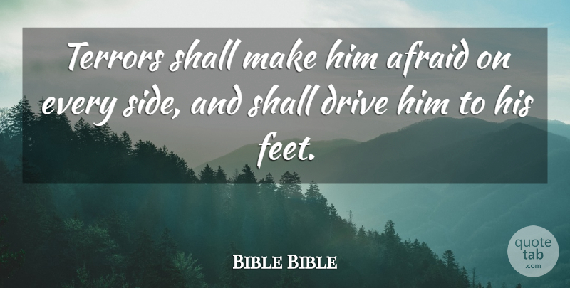 Bible Bible Quote About Afraid, Drive, Shall, Terrors: Terrors Shall Make Him Afraid...