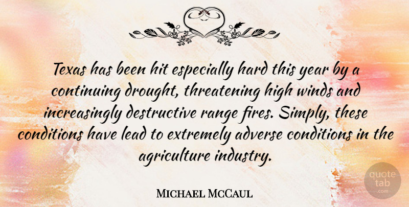 Michael McCaul Quote About Texas, Years, Wind: Texas Has Been Hit Especially...