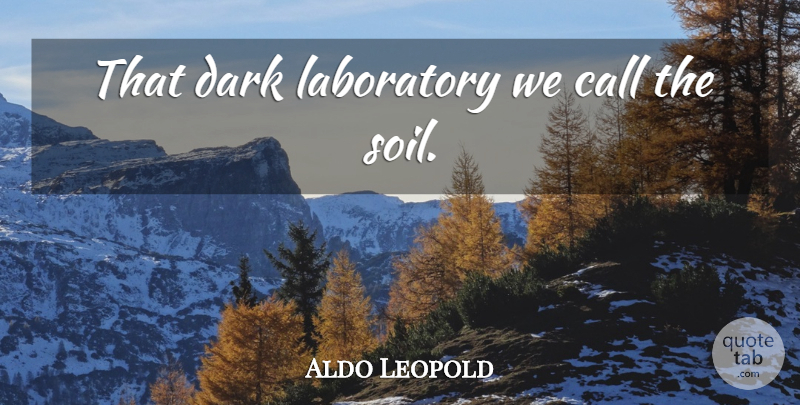 Aldo Leopold Quote About Dark, Soil, Laboratory: That Dark Laboratory We Call...