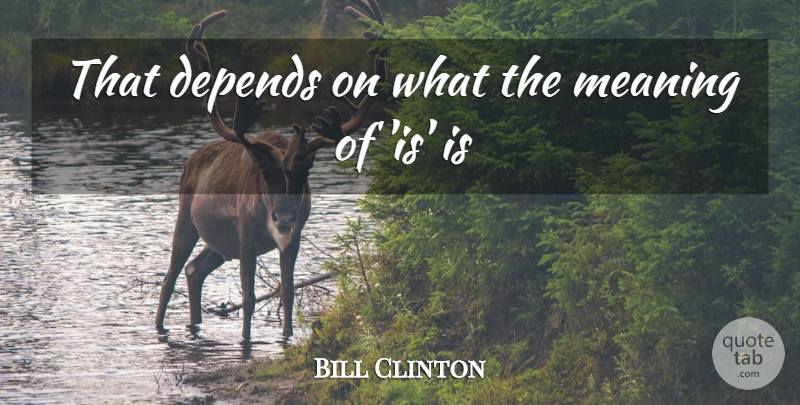 Bill Clinton Quote About Depends, Meaning: That Depends On What The...