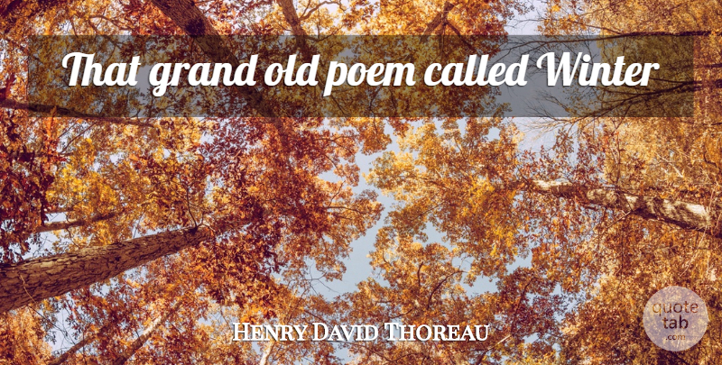 Henry David Thoreau Quote About Winter, January: That Grand Old Poem Called...