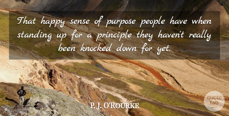 P. J. O'Rourke Quote About People, Purpose, Principles: That Happy Sense Of Purpose...