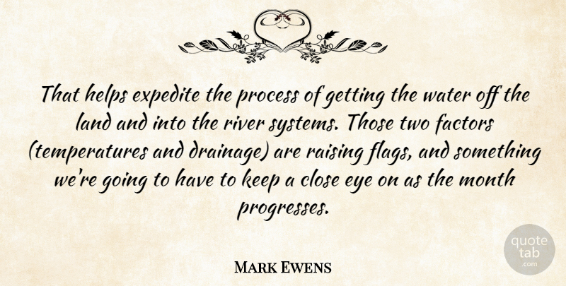 Mark Ewens Quote About Close, Eye, Factors, Helps, Land: That Helps Expedite The Process...