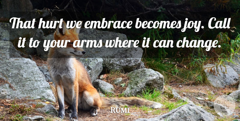 Rumi Quote About Hurt, Joy, Arms: That Hurt We Embrace Becomes...