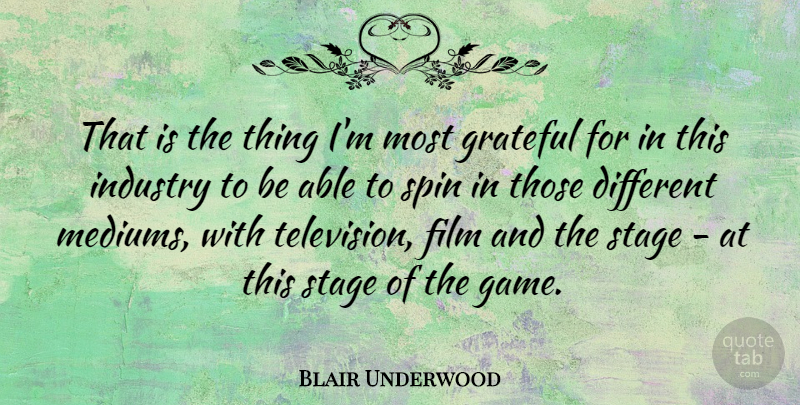 Blair Underwood Quote About Grateful, Games, Television: That Is The Thing Im...