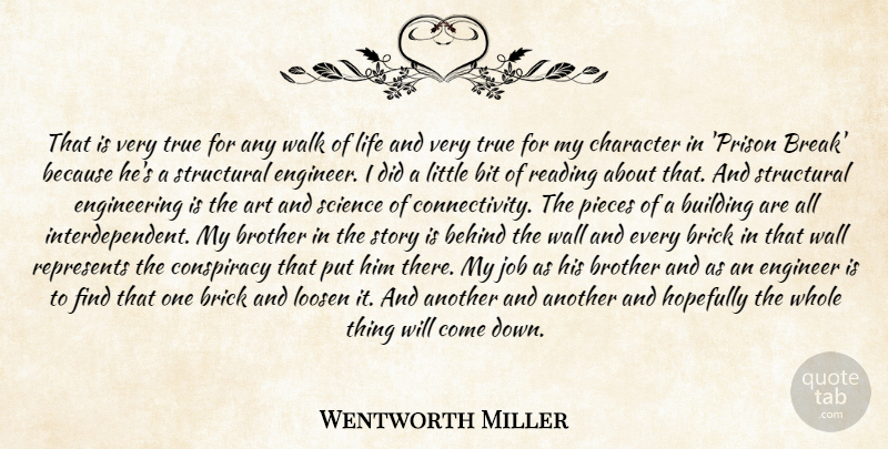 Wentworth Miller Quote About Art, Behind, Bit, Brick, Brother: That Is Very True For...