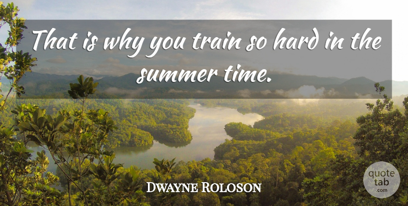 Dwayne Roloson Quote About Hard, Summer, Train: That Is Why You Train...