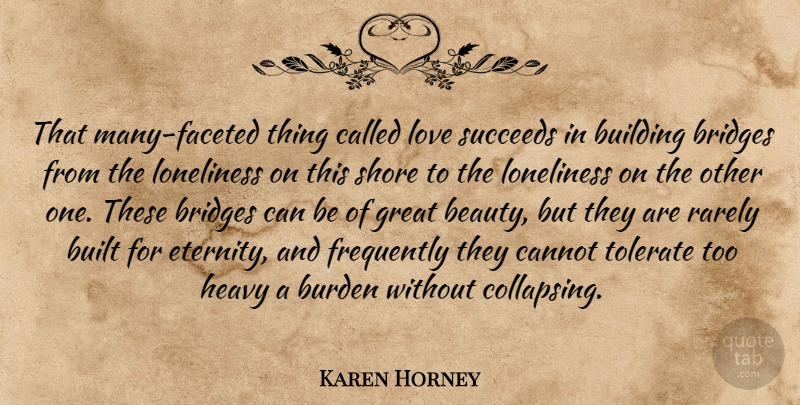 Karen Horney Quote About Love, Loneliness, Bridges: That Many Faceted Thing Called...