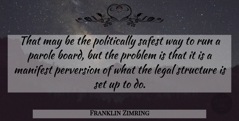 Franklin Zimring Quote About Legal, Manifest, Parole, Perversion, Problem: That May Be The Politically...